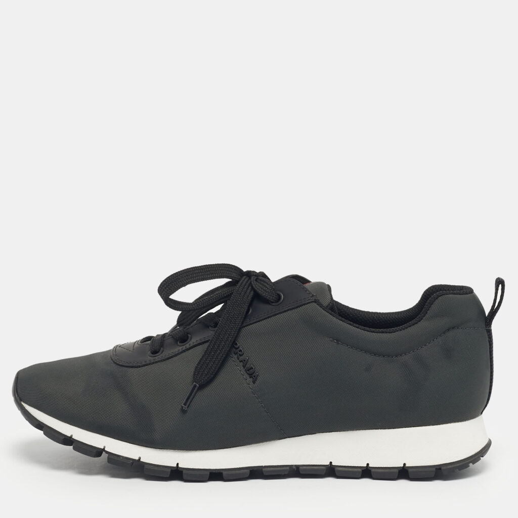 luxury-men-prada-sport-used-shoes-p1212079-001-1.jpg Prada Sport Grey/Black Canvas Trainer Lace Up Sneakers Size 43