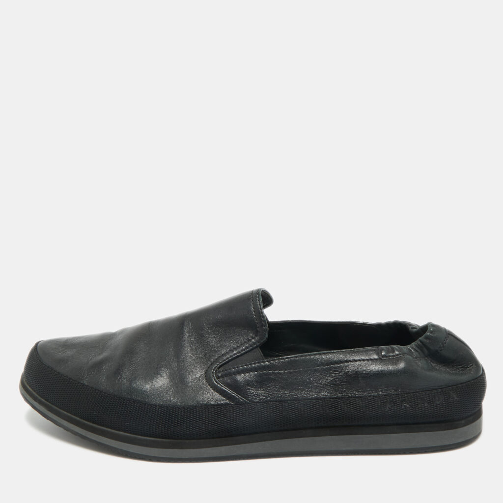 Prada Sports Black Leather Scrunch Slip On Sneakers Size 46 Prada Sports Black Leather Scrunch Slip On Sneakers Size 46