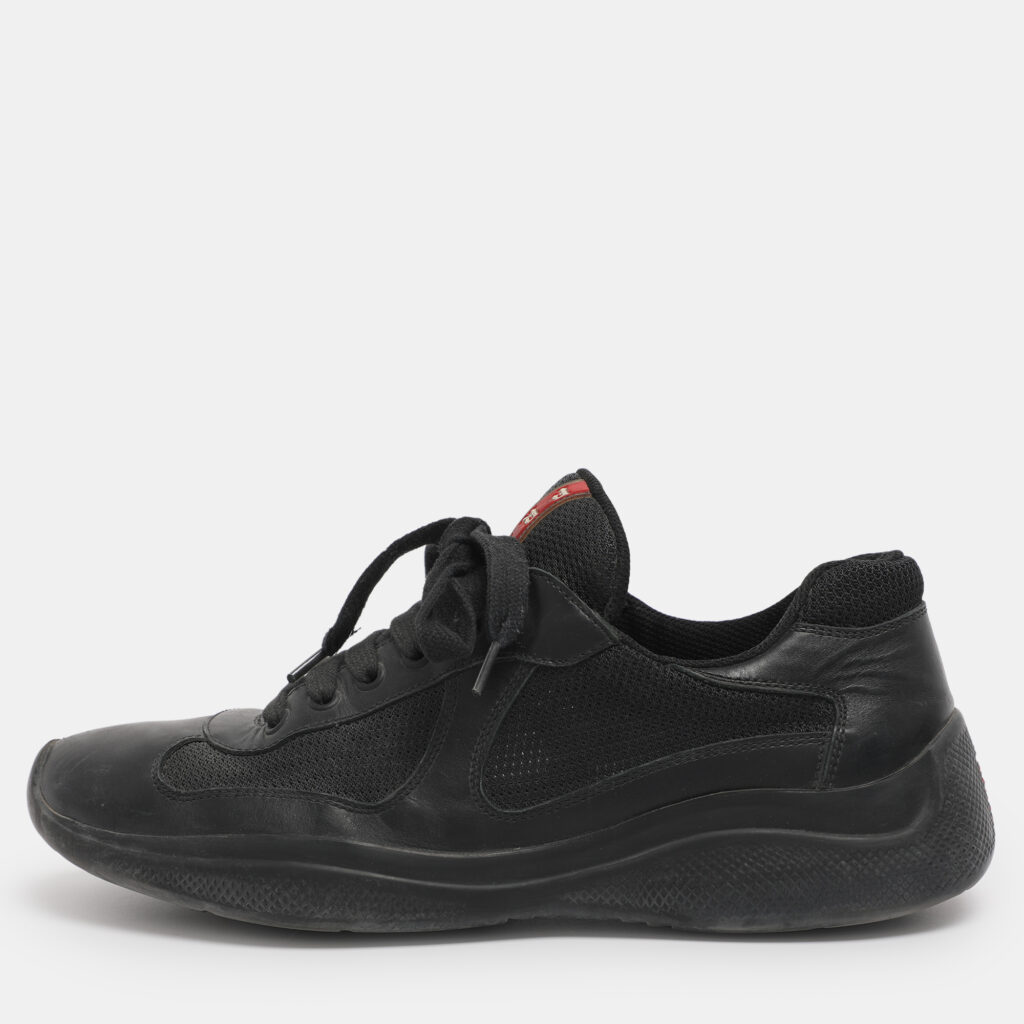 luxury-men-prada-sport-used-shoes-p1221827-001.jpg Prada Sport Black Leather and Mesh Low Top Sneakers Size 40