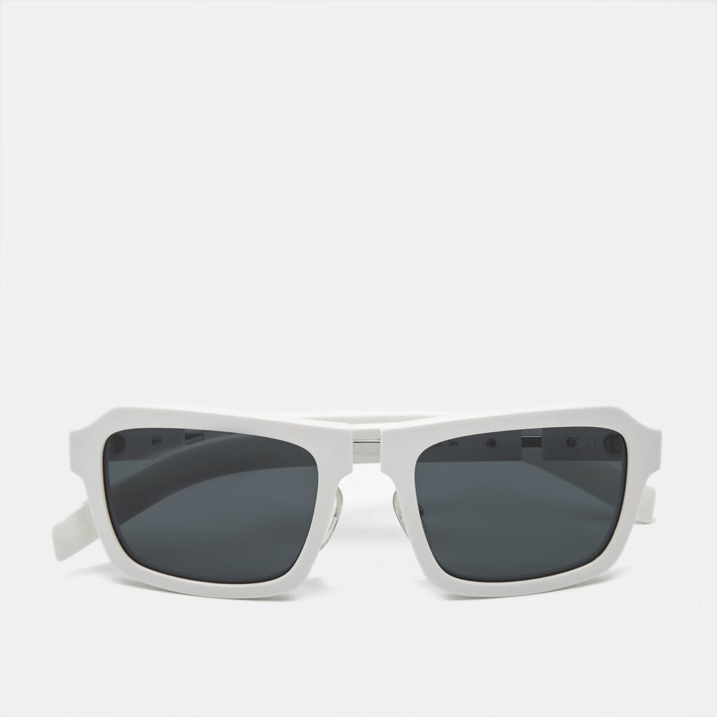 Prada White/Black SPR 09X Rectangle Sunglasses Prada White/Black SPR 09X Rectangle Sunglasses