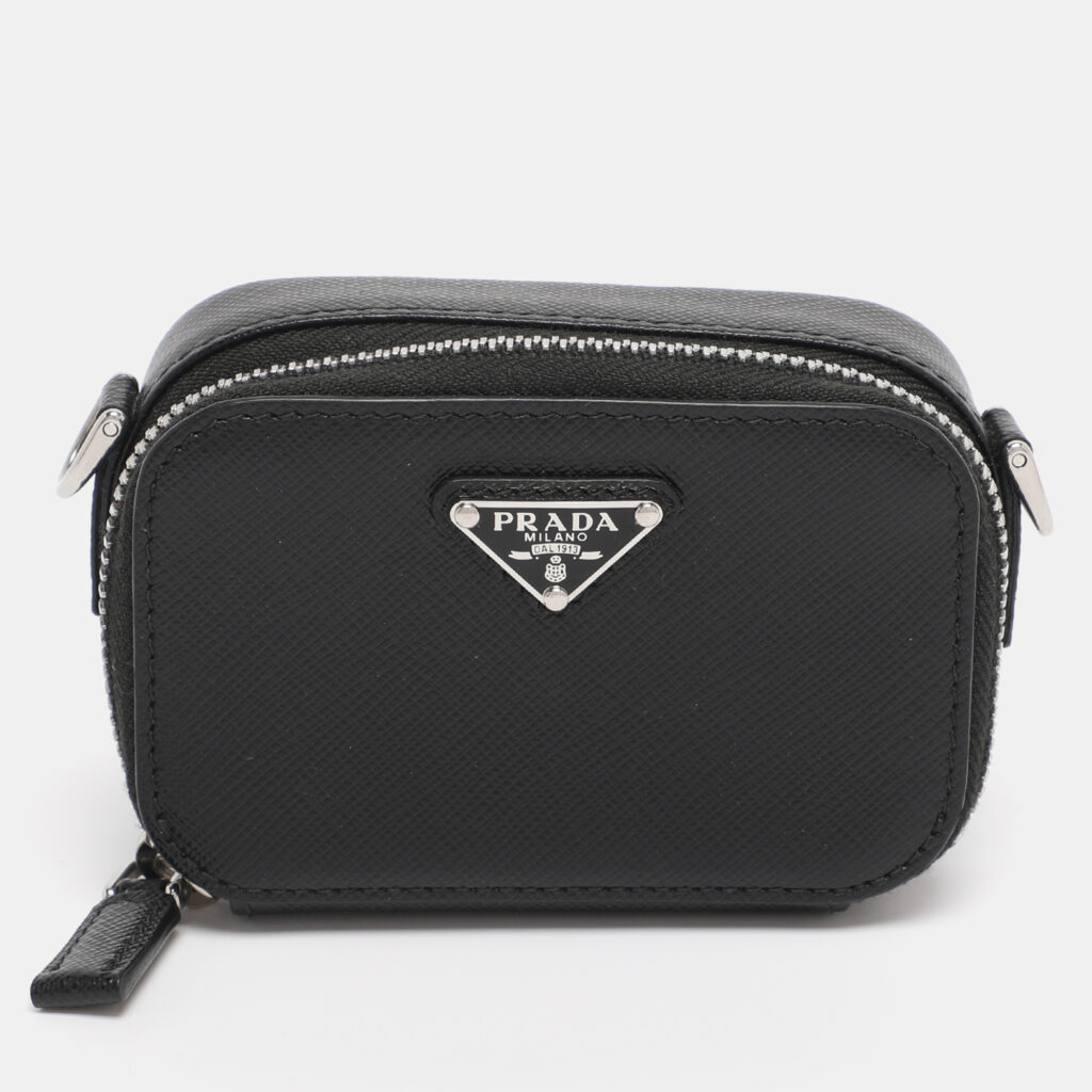 Prada Black Leather Travel Mini Strap Pouch Prada Black Leather Travel Mini Strap Pouch
