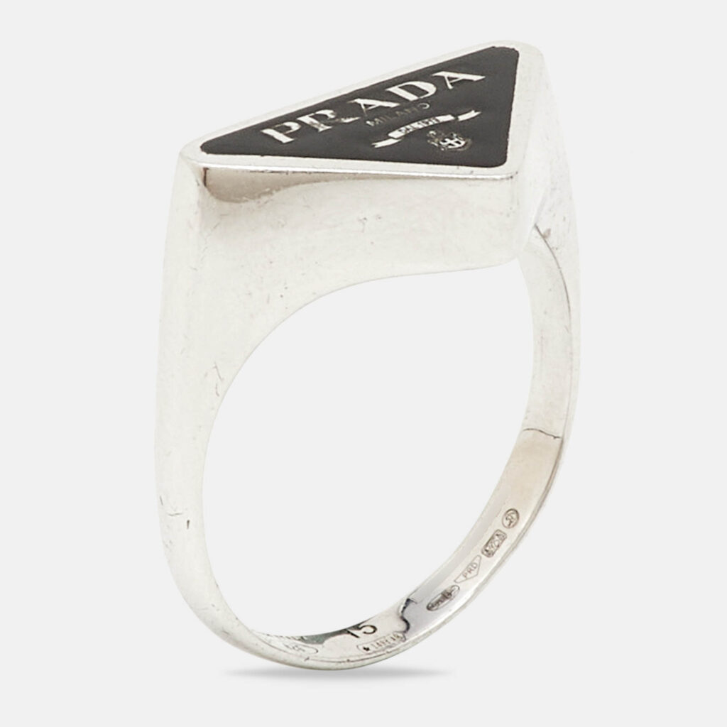luxury-men-prada-used-accessories-p1230006-005-1.jpg Prada Symbole Enamel Sterling Silver Ring Size 55