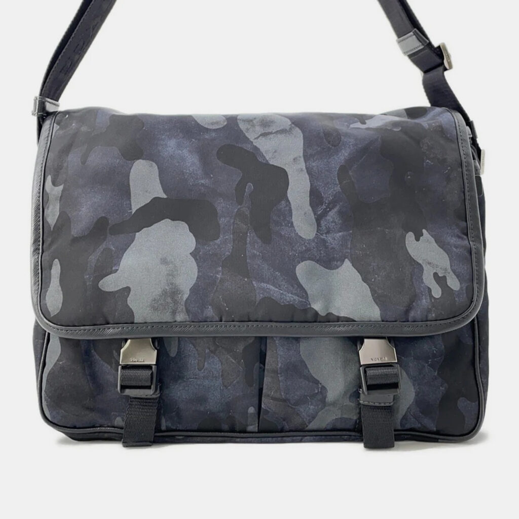 Prada Navy/Black Nylon and Leather Messenger Bag Prada Navy/Black Nylon and Leather Messenger Bag