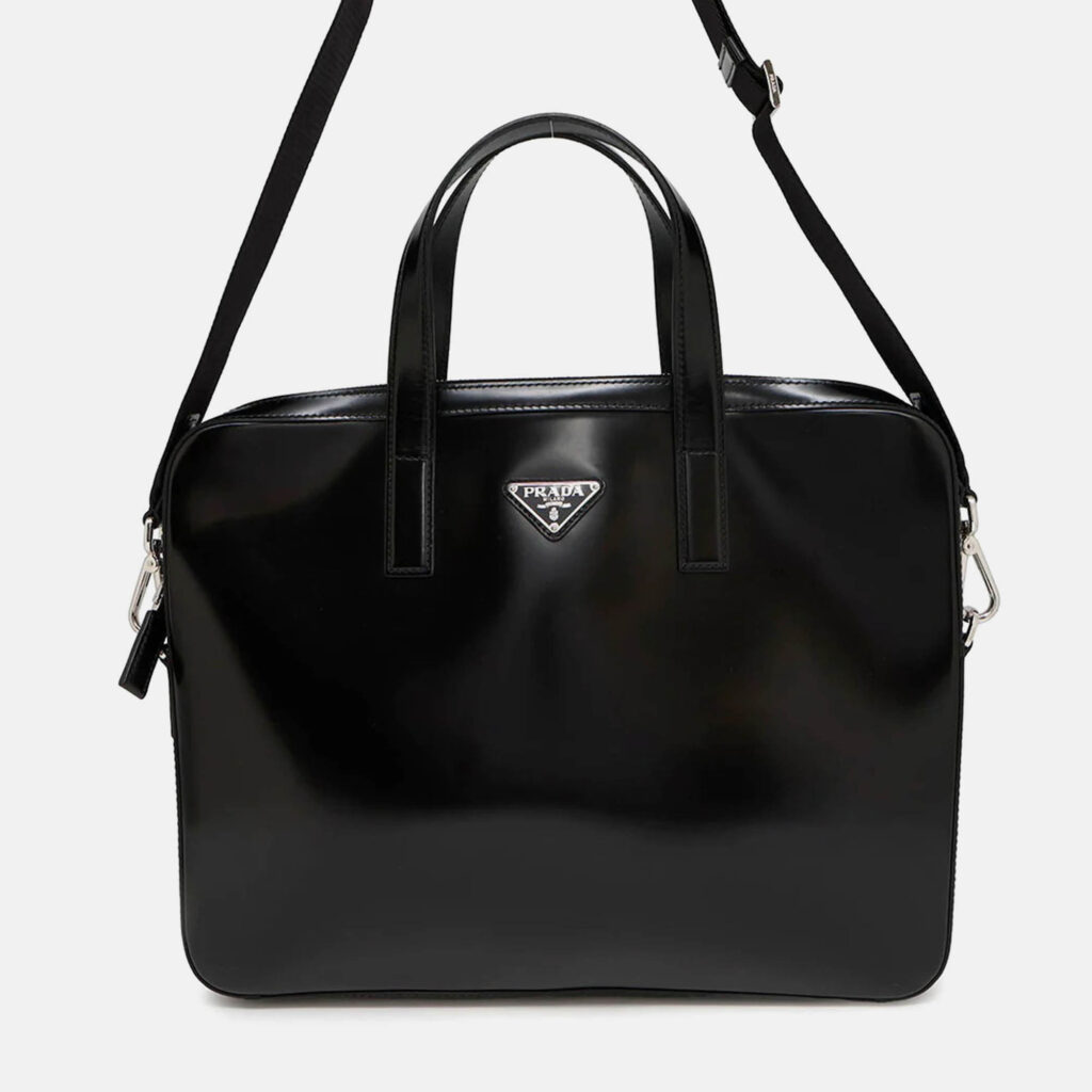 Prada 2Way Business Bag Black Brushedleather