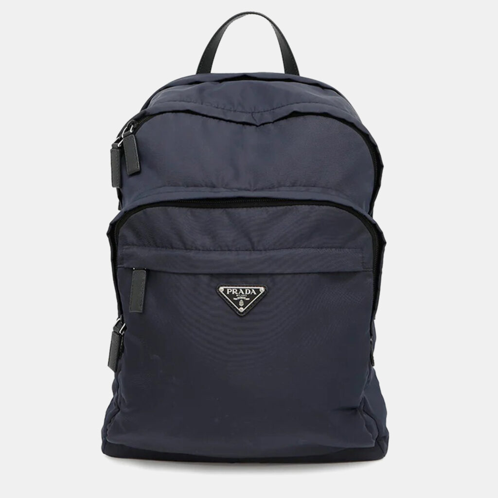 Prada Re-Nylon Navy Nylon Leather Backpack Prada Re-Nylon Navy Nylon Leather Backpack
