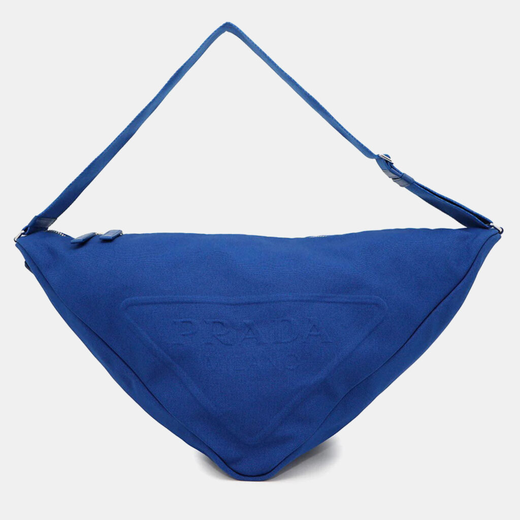 Prada Triangle Blue Canvas Messenger Bag Prada Triangle Blue Canvas Messenger Bag