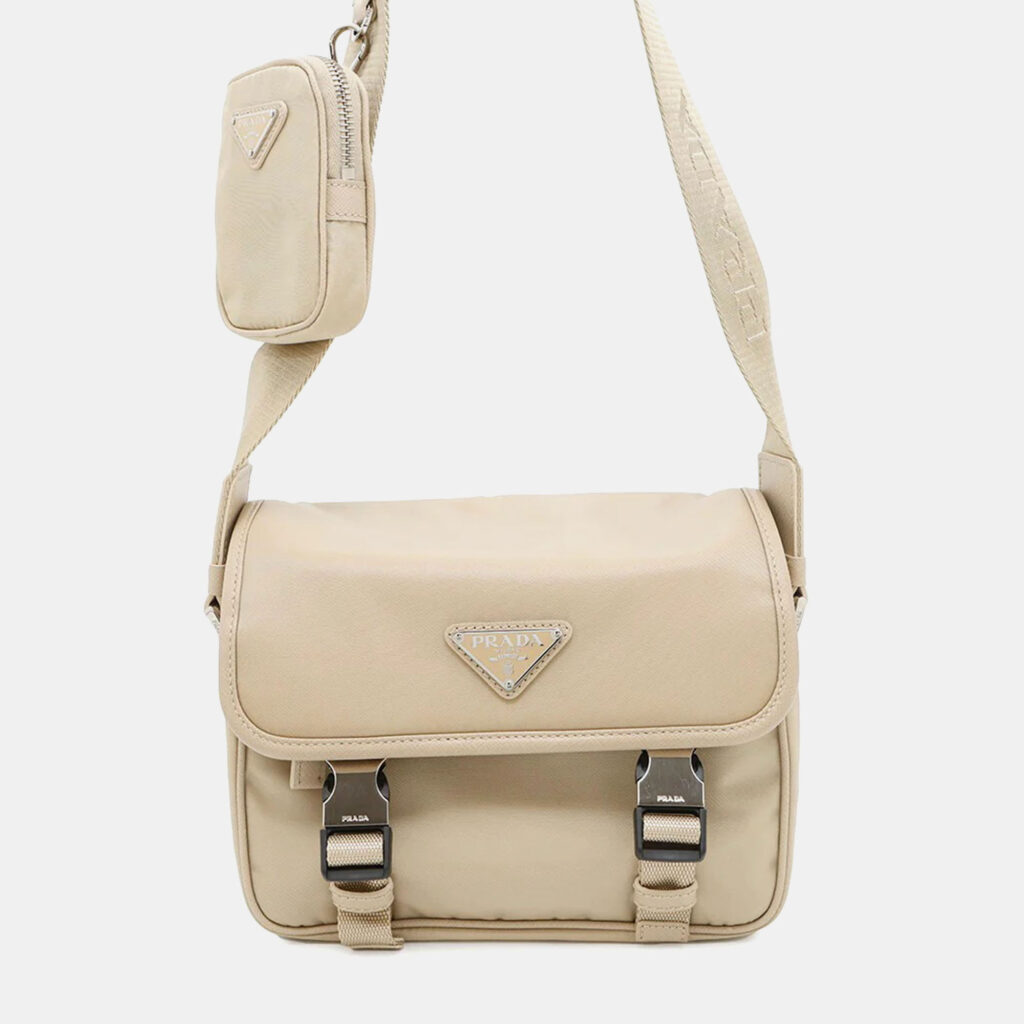 Prada Re-Nylon x Saffiano Beige Nylon Leather Shoulder Bag Prada Re-Nylon x Saffiano Beige Nylon Leather Shoulder Bag