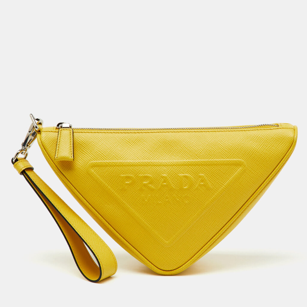 luxury-men-prada-used-bags-p1219287-011-1.jpg Prada Yellow Leather Triangle Logo Pouch