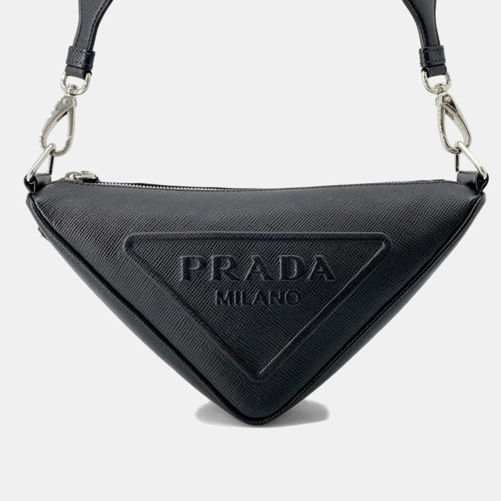 Prada Triangle Bag Black Leather Shoulder Bag Prada Triangle Bag Black Leather Shoulder Bag