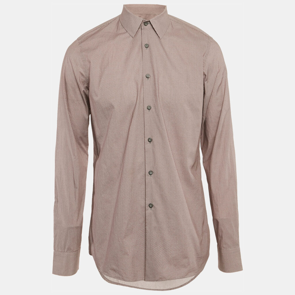 Prada Red Printed Cotton Button Front Shirt L
