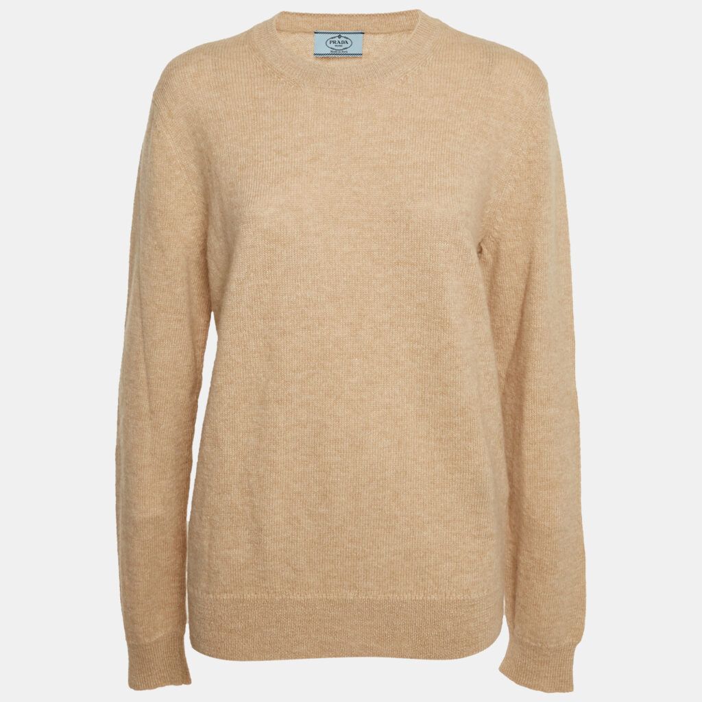 Prada Beige Wool Crewneck Sweater L