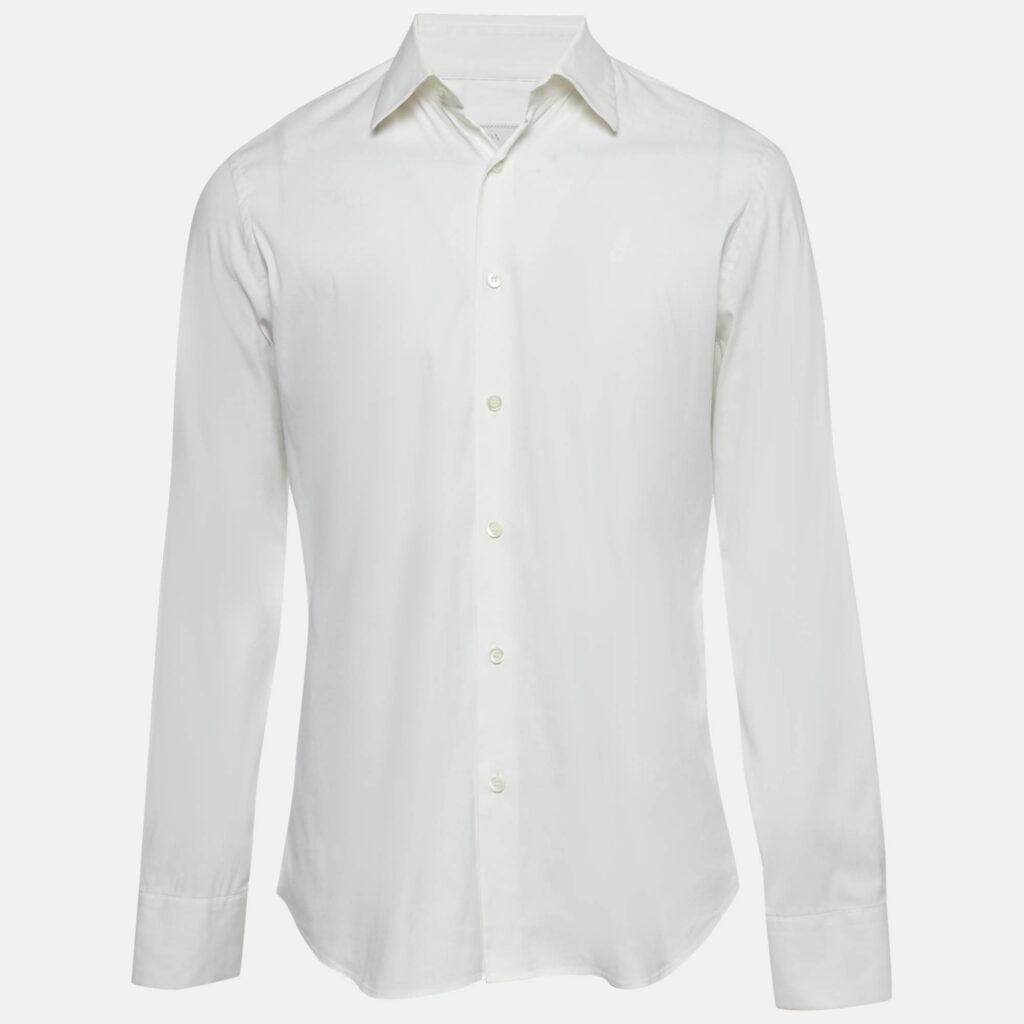 Prada White Cotton Long Sleeve Shirt L