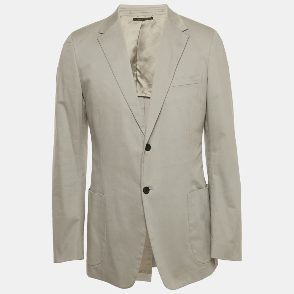 Prada Grey Cotton Regular Fit Single Breasted Blazer XXL Prada Grey Cotton Regular Fit Single Breasted Blazer XXL