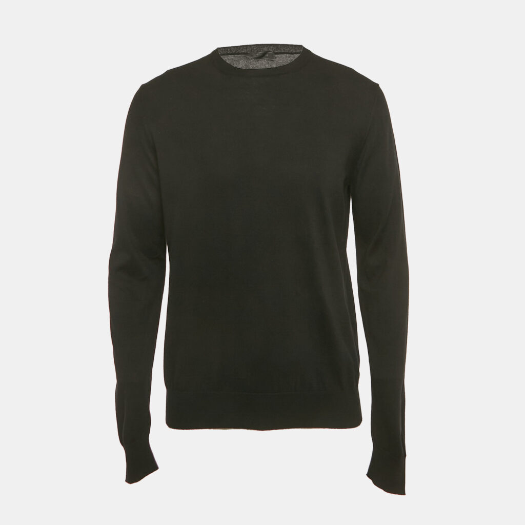 Prada Black Cotton Knit Crewneck Sweatshirt M Prada Black Cotton Knit Crewneck Sweatshirt M
