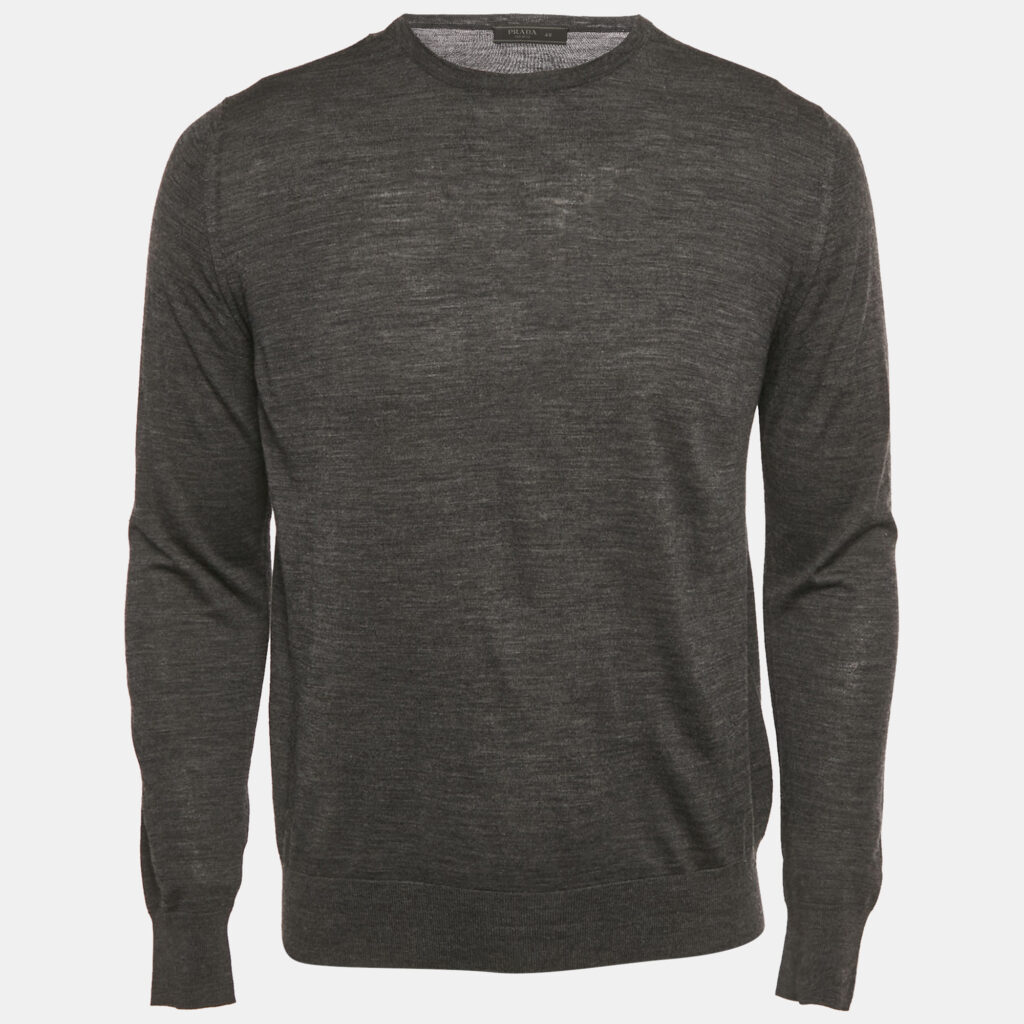 Prada Grey Wool Knit Crewneck Sweater M