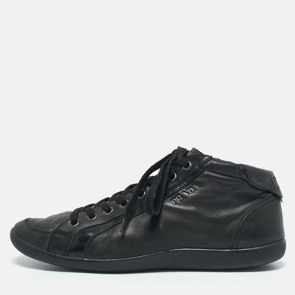 Prada Black Leather High Top Sneakers Size 45 Prada Black Leather High Top Sneakers Size 45