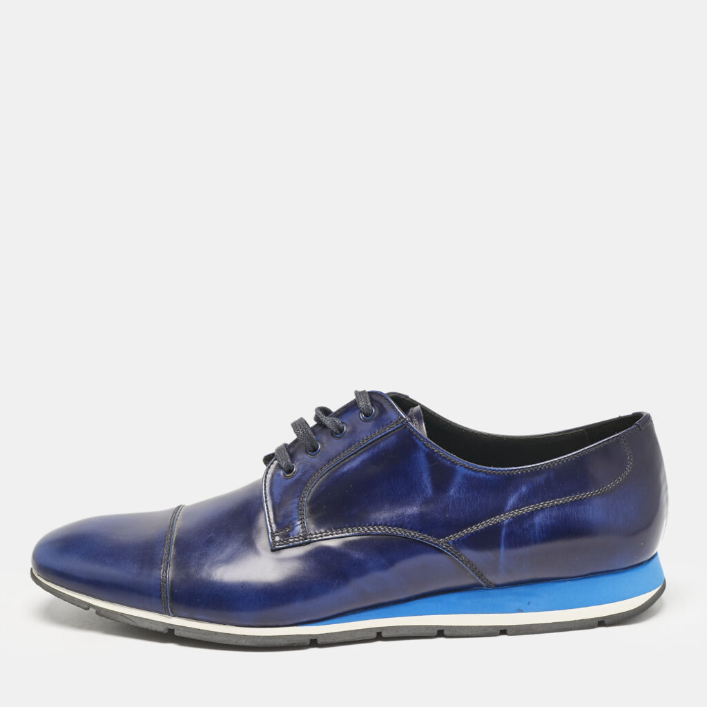 Prada Blue Brushed Leather Derby Size 45 Prada Blue Brushed Leather Derby Size 45