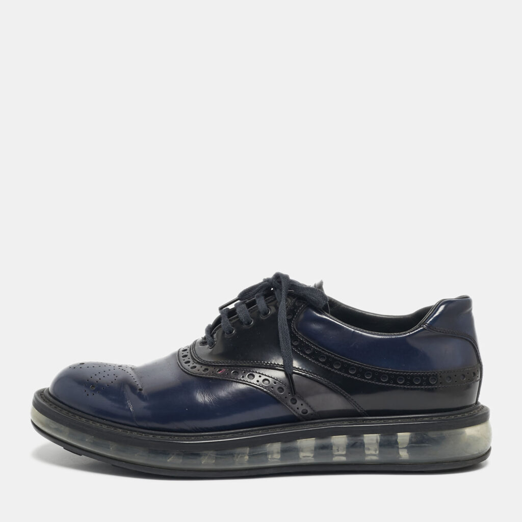 Prada Two Tone Brogue Leather lace Up Derby Sneakers Size 43