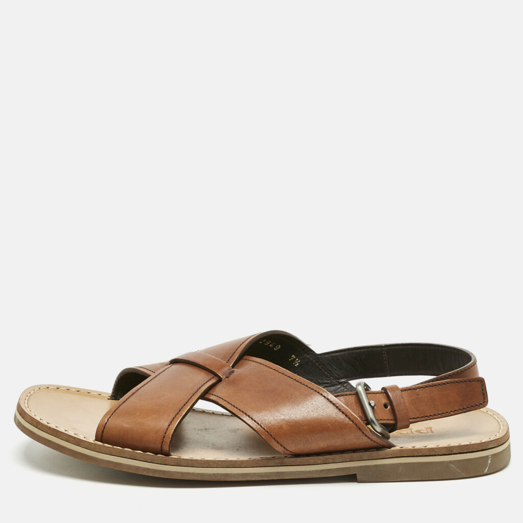 Prada Brown Leather Slingback Flat Sandals Size 41.5 Prada Brown Leather Slingback Flat Sandals Size 41.5