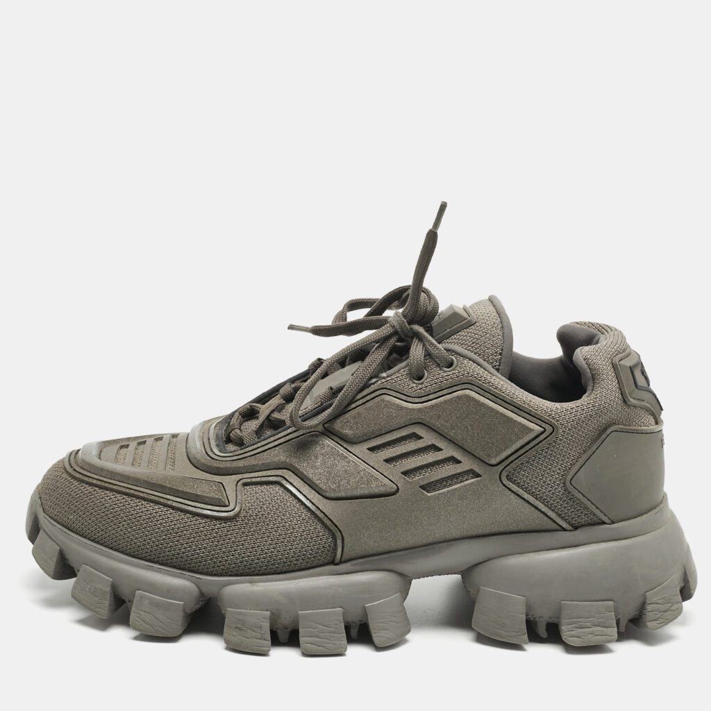 Prada Green Mesh and Rubber Cloudbust Lace Up Sneakers Size 41.5 Prada Green Mesh and Rubber Cloudbust Lace Up Sneakers Size 41.5