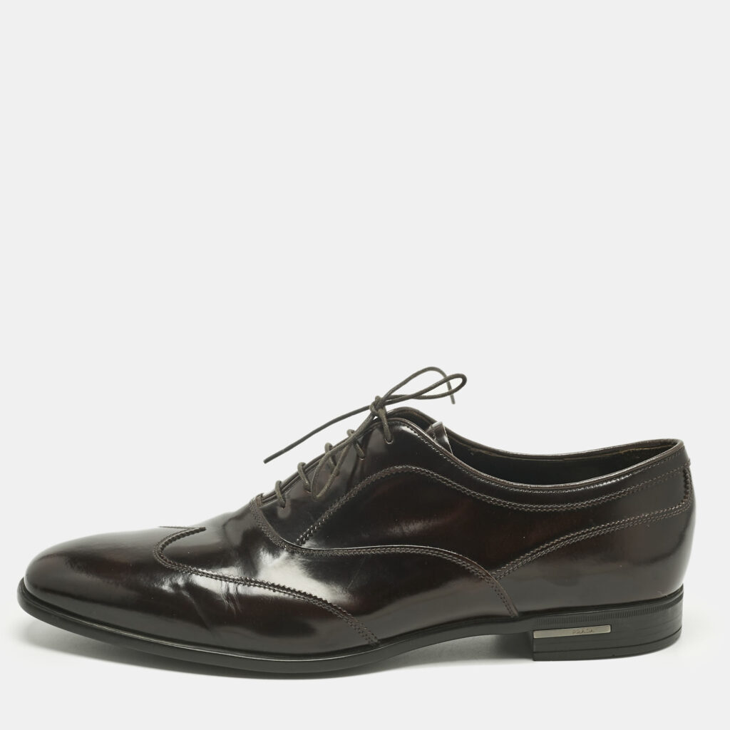 Prada Brown Patent Leather Lace Up Oxfords Size 43.5 Prada Brown Patent Leather Lace Up Oxfords Size 43.5