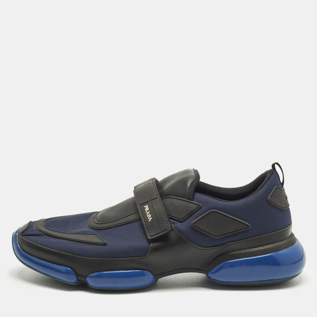 Prada Cloudbust Size 44 Navy Blue/Black Leather and Nylon Low Top Sneakers Prada Cloudbust Size 44 Navy Blue/Black Leather and Nylon Low Top Sneakers