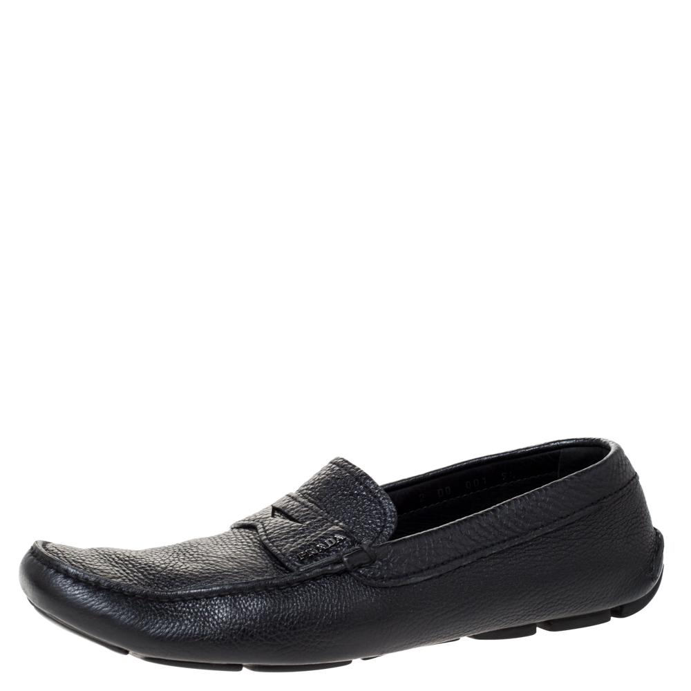 Prada Black Leather Penny Slip On Loafers Size 43.5 Prada Black Leather Penny Slip On Loafers Size 43.5