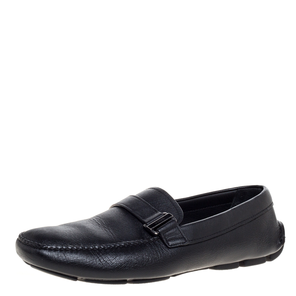 Prada Black Leather Slip On Loafers Size 43.5 Prada Black Leather Slip On Loafers Size 43.5