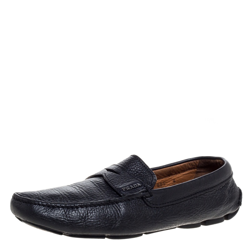 Prada Black Leather Driver Penny Slip On Loafers Size 42 Prada Black Leather Driver Penny Slip On Loafers Size 42