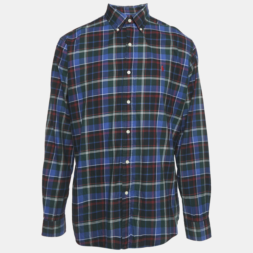 Ralph Lauren Blue/Green Tartan Check Cotton Classic Fit Shirt XL
