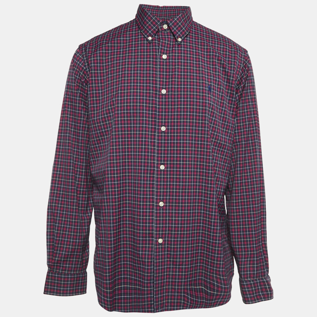 Ralph Lauren Blue/Pink Tartan Check Crepe Classic Fit Shirt XL Ralph Lauren Blue/Pink Tartan Check Crepe Classic Fit Shirt XL