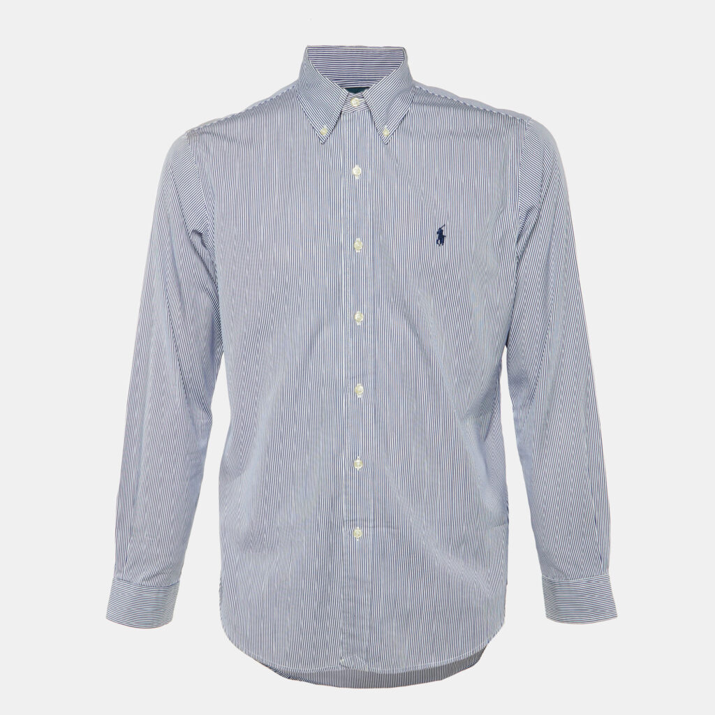 Ralph Lauren Blue Striped Cotton Custom Fit Shirt M Ralph Lauren Blue Striped Cotton Custom Fit Shirt M