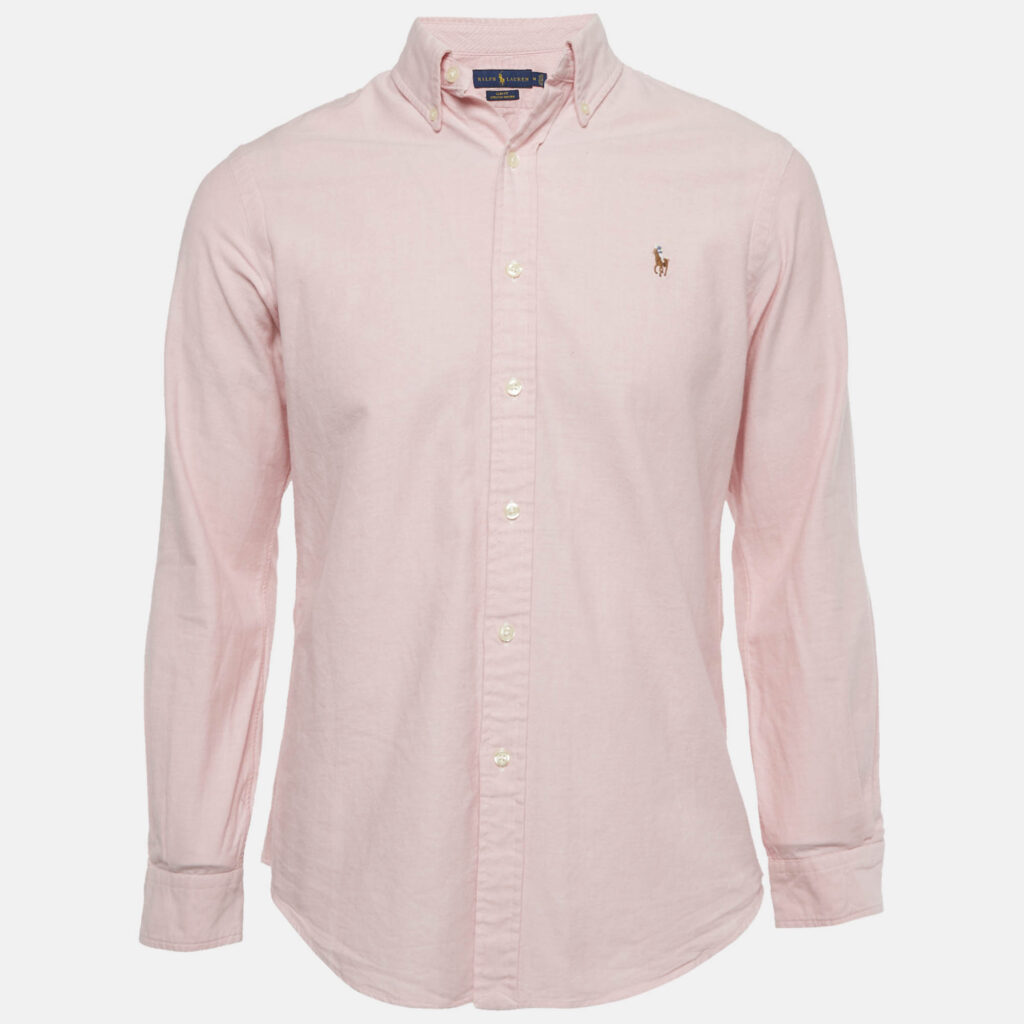 Ralph Lauren Pink Logo Embroidered Cotton Slim Fit Shirt M Ralph Lauren Pink Logo Embroidered Cotton Slim Fit Shirt M