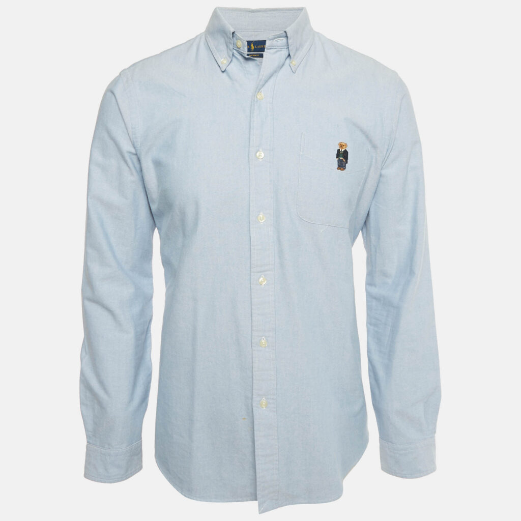Ralph Lauren Blue Cotton Custom Fit Button Front Shirt M Ralph Lauren Blue Cotton Custom Fit Button Front Shirt M