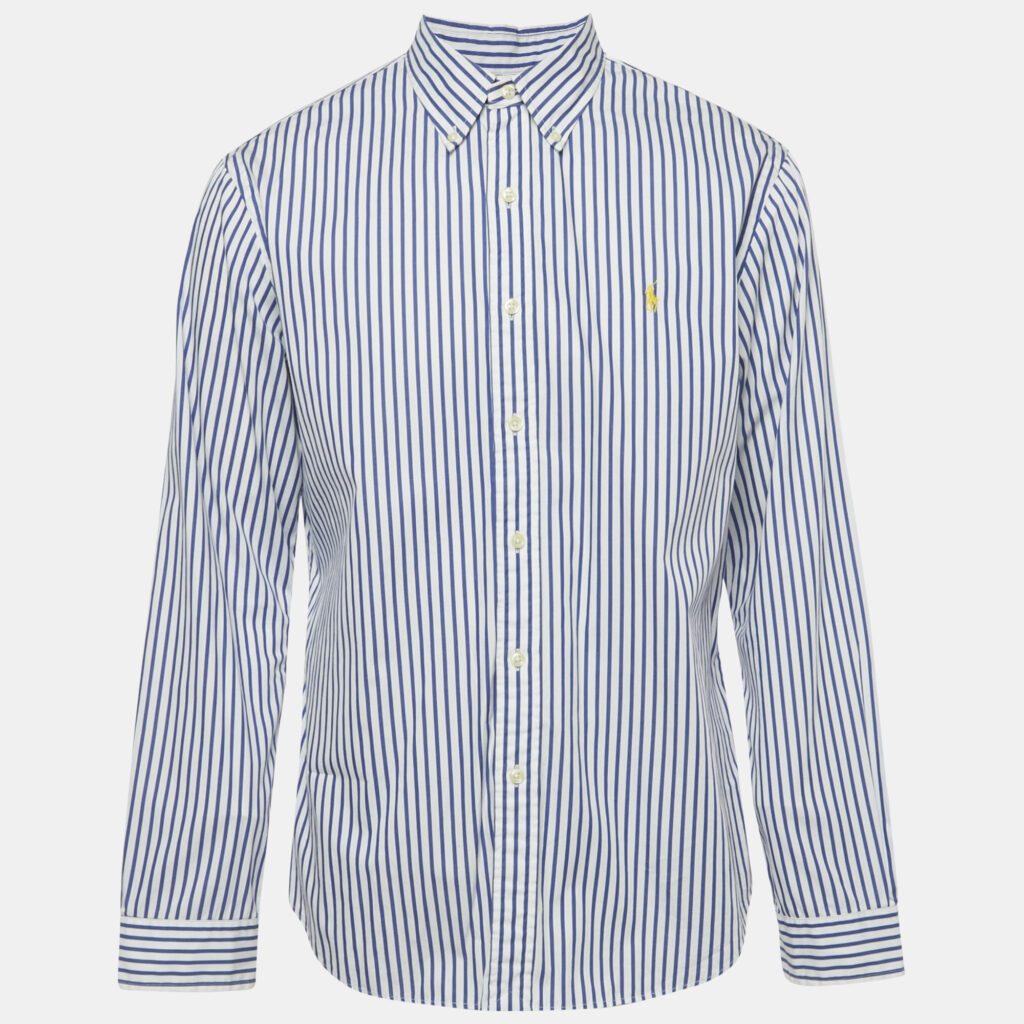Ralph Lauren White /Blue Striped Cotton Slim Fit Shirt XL Ralph Lauren White /Blue Striped Cotton Slim Fit Shirt XL