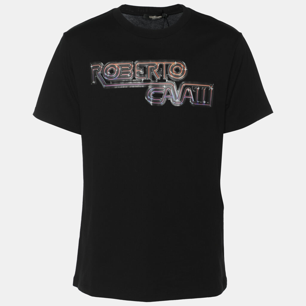 Roberto Cavalli Black Jersey Logo T-Shirt L Roberto Cavalli Black Jersey Logo T-Shirt L