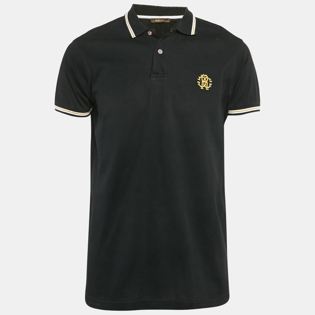 luxury-men-roberto-cavalli-used-clothes-p1106573-004-1.jpg Roberto Cavalli Black Cotton Pique Polo T-Shirt L