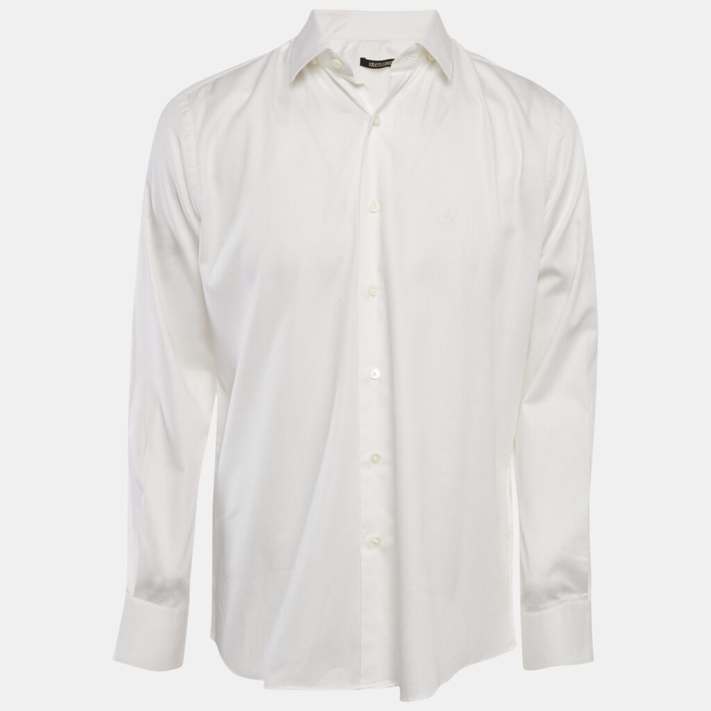 Just Cavalli White Cotton Button Front Shirt XL Just Cavalli White Cotton Button Front Shirt XL