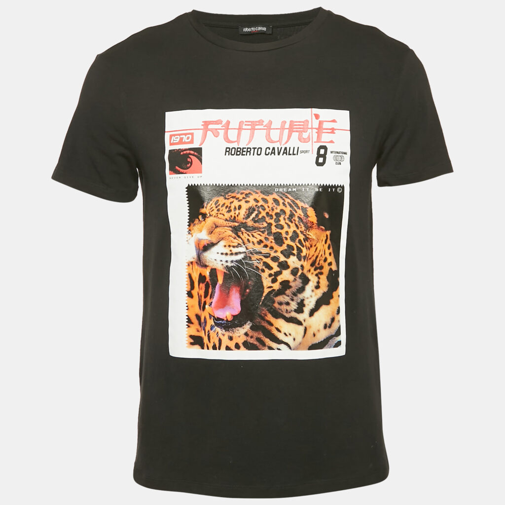 Roberto Cavalli Sport Black Leopard Print Jersey T-Shirt S Roberto Cavalli Sport Black Leopard Print Jersey T-Shirt S