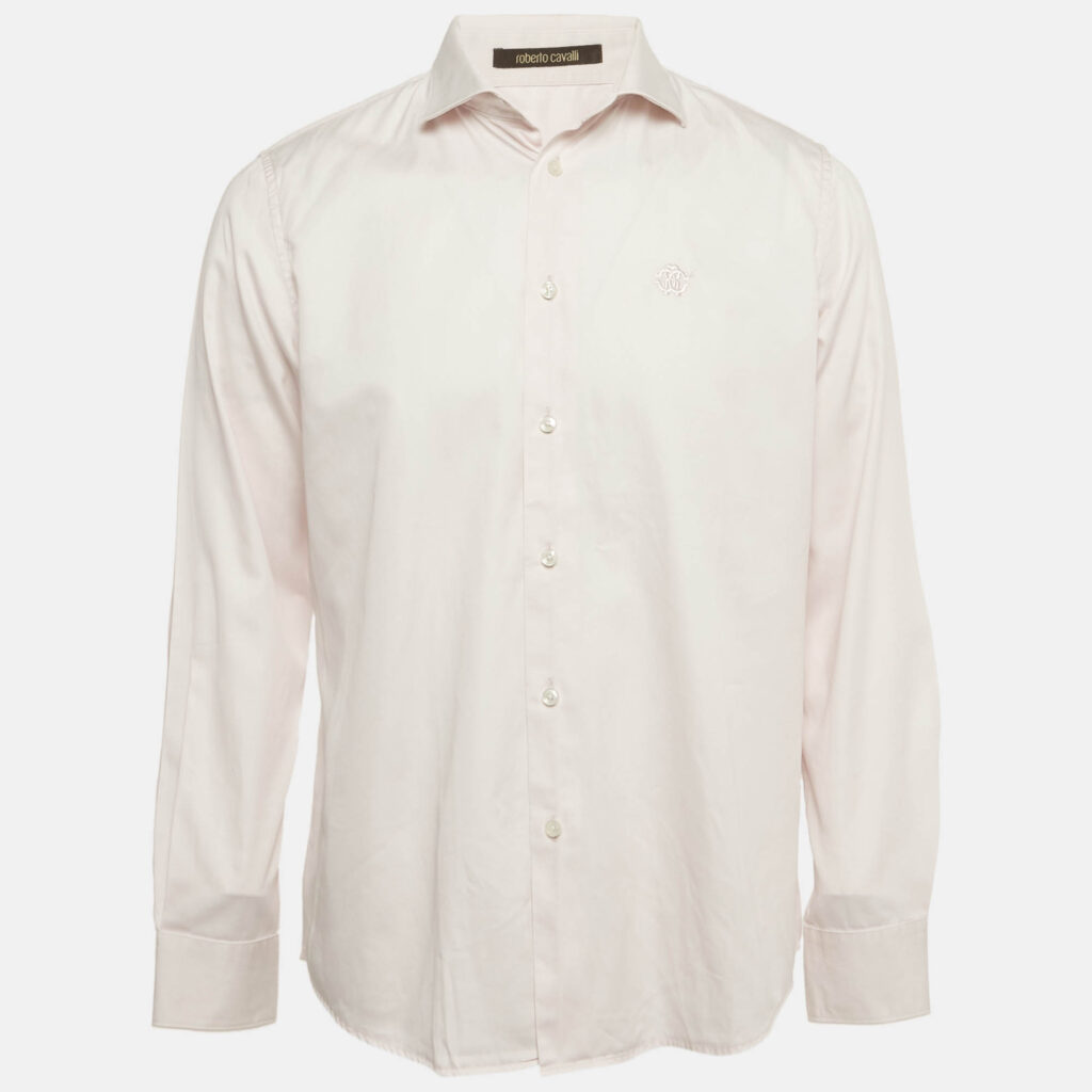 Roberto Cavalli Pink Cotton Long Sleeve Shirt XL