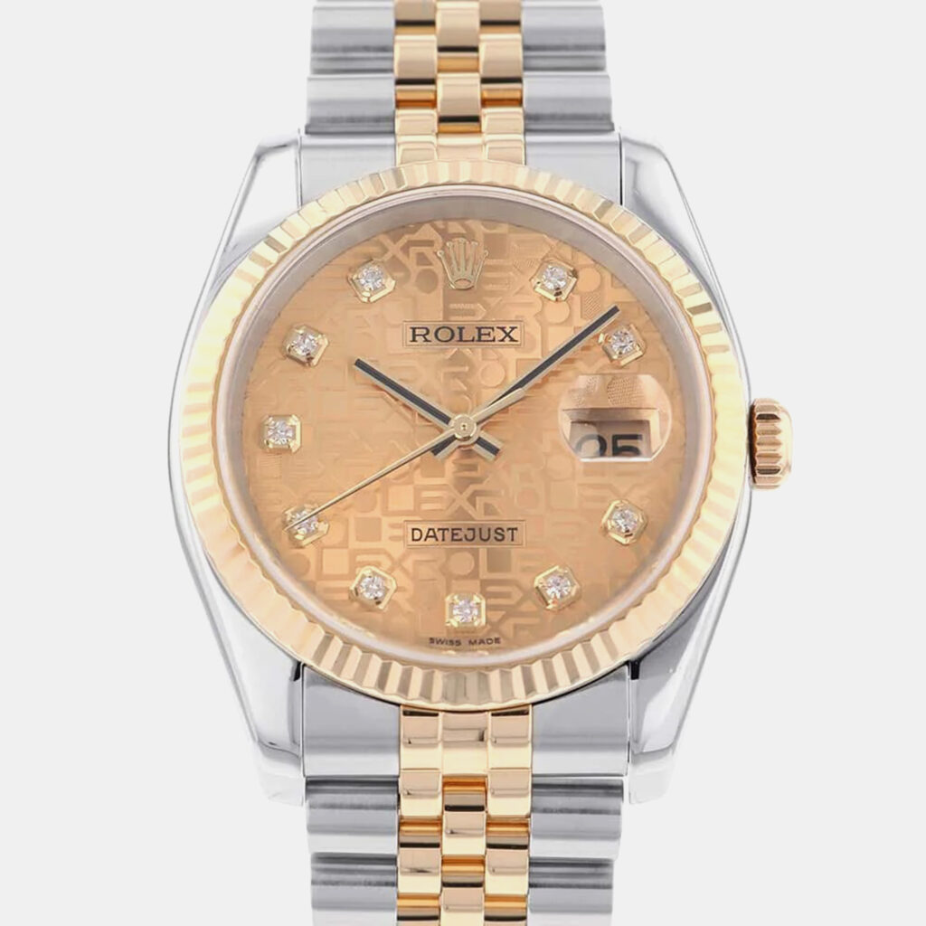 Rolex Champagne Diamond 18k Yellow Gold Stainless Steel Datejust 116233G Automatic Men's Wristwatch 36 mm Rolex Champagne Diamond 18k Yellow Gold Stainless Steel Datejust 116233G Automatic Men's Wristwatch 36 mm
