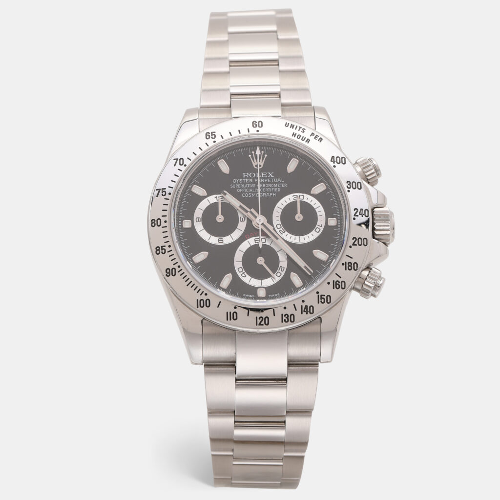 Rolex Black Stainless Steel Cosmograph Daytona 116520 Men's Wristwatch 40 mm