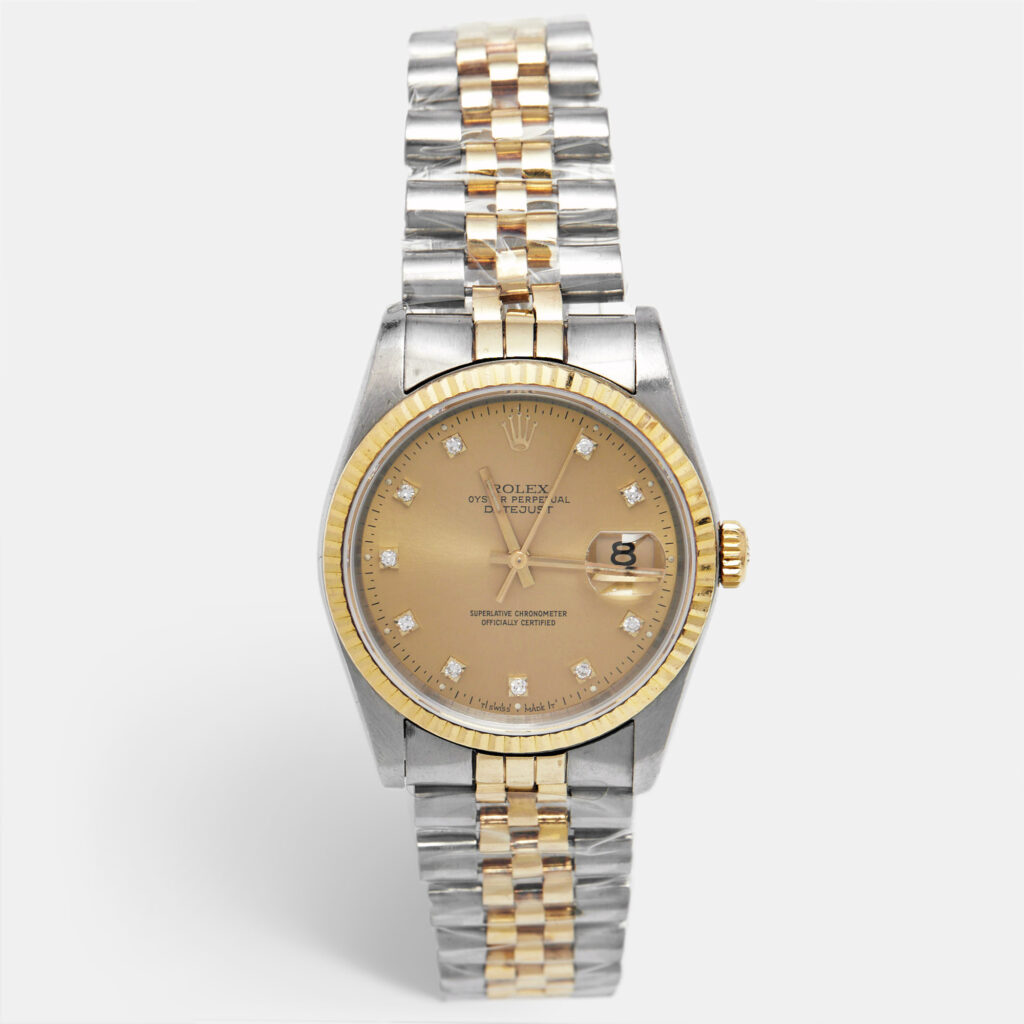 Rolex Champagne 18K Yellow Gold Stainless Steel Diamond Datejust Unisex Wristwatch 36 mm Rolex Champagne 18K Yellow Gold Stainless Steel Diamond Datejust Unisex Wristwatch 36 mm
