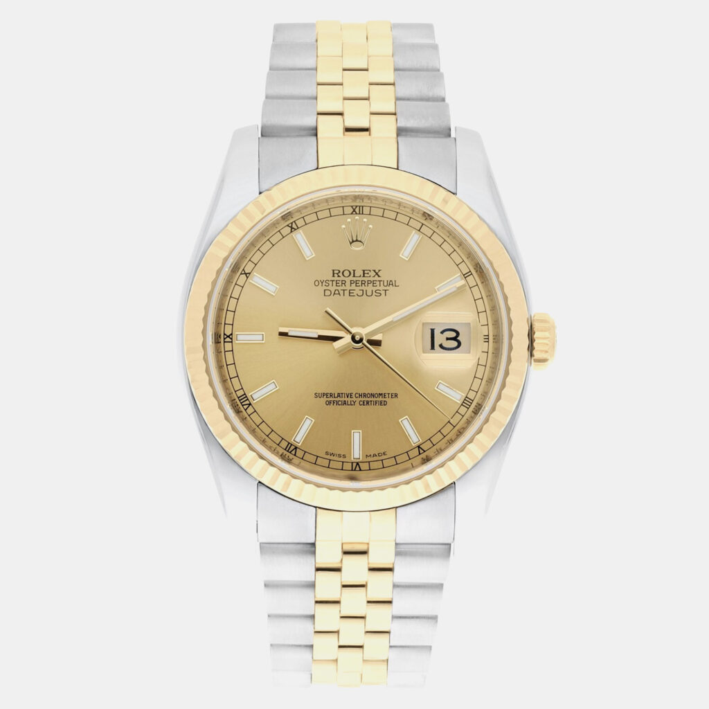 Rolex Datejust 116233 Automatic Champagne 18k Yellow Gold Stainless Steel Men's Wristwatch 36 mm Rolex Datejust 116233 Automatic Champagne 18k Yellow Gold Stainless Steel Men's Wristwatch 36 mm