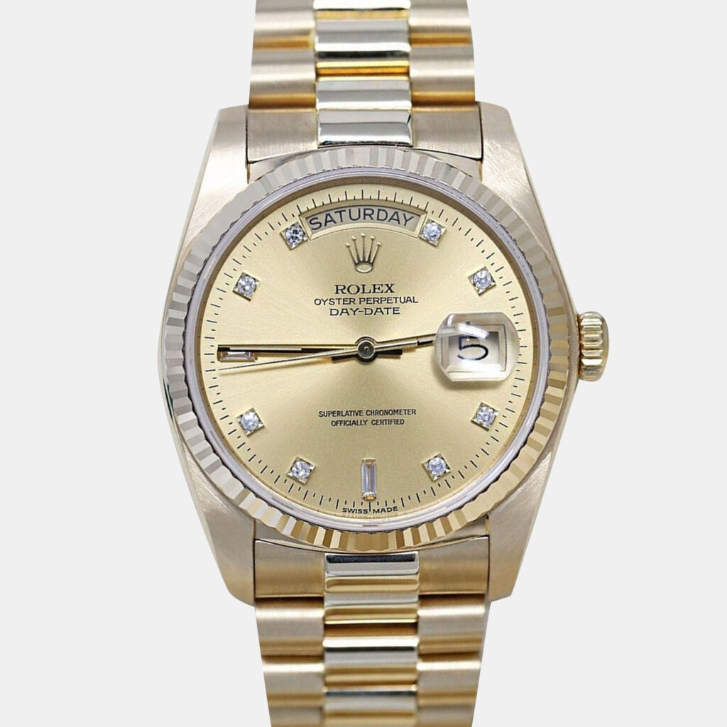 Rolex Day-Date 18238 Automatic Champagne 18k Yellow Gold Men's Wristwatch 36 mm Rolex Day-Date 18238 Automatic Champagne 18k Yellow Gold Men's Wristwatch 36 mm