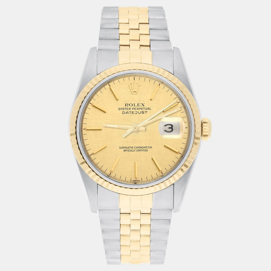 Rolex Datejust 16233 Automatic Champagne 18k Yellow Gold Stainless Steel Men's Wristwatch 36 mm Rolex Datejust 16233 Automatic Champagne 18k Yellow Gold Stainless Steel Men's Wristwatch 36 mm