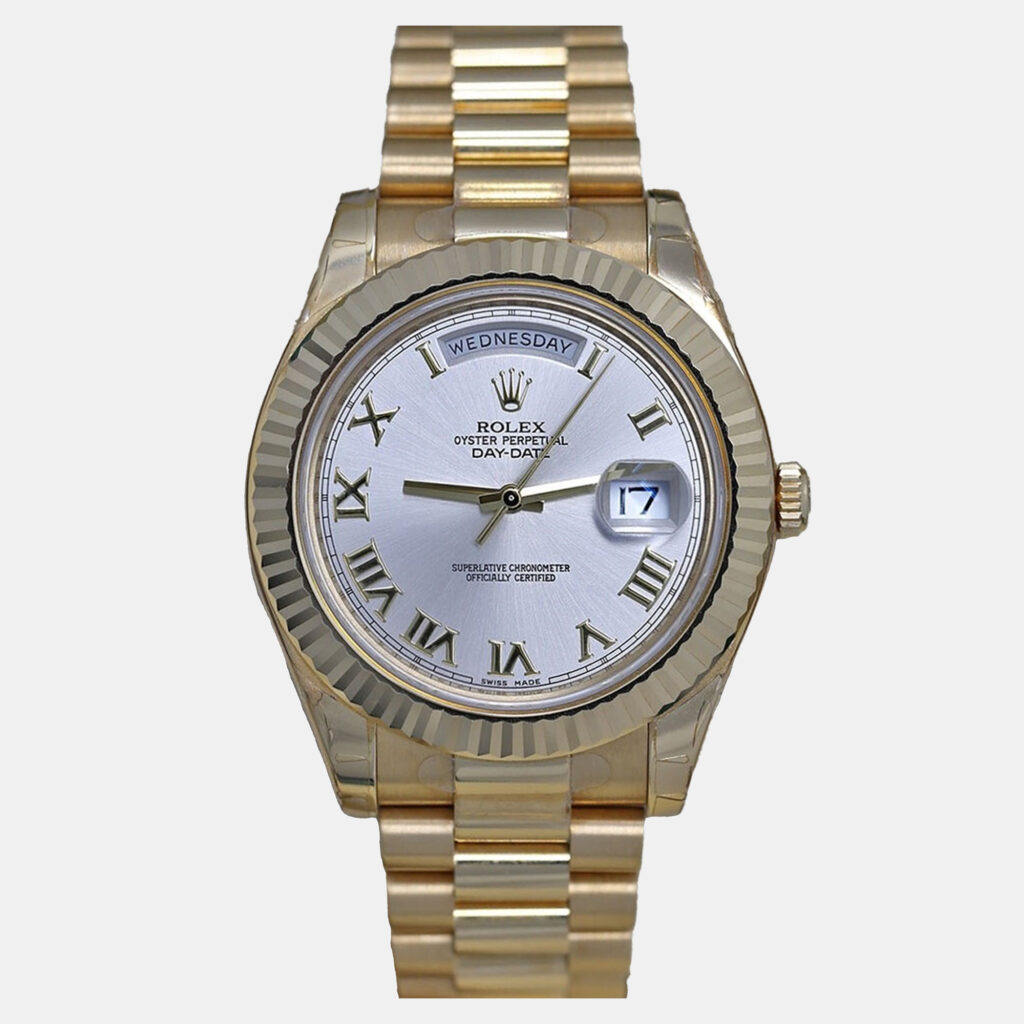 Rolex Day-Date 218238 Automatic Silver 18k Yellow Gold Men's Wristwatch 41 mm Rolex Day-Date 218238 Automatic Silver 18k Yellow Gold Men's Wristwatch 41 mm