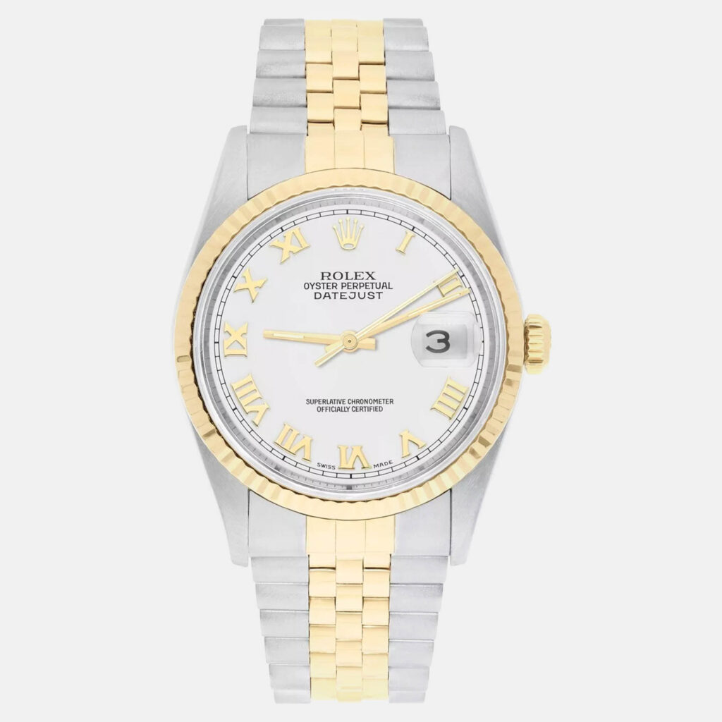 Rolex Datejust 16233 Automatic White 18k Yellow Gold Stainless Steel Men's Wristwatch 36 mm Rolex Datejust 16233 Automatic White 18k Yellow Gold Stainless Steel Men's Wristwatch 36 mm