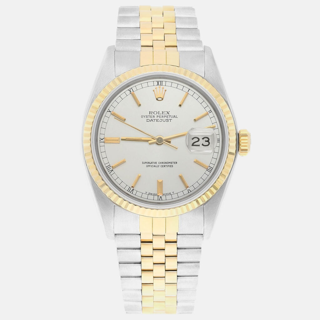 Rolex Datejust 16013 Automatic Silver 18k Yellow Gold Stainless Steel Men's Wristwatch 36 mm Rolex Datejust 16013 Automatic Silver 18k Yellow Gold Stainless Steel Men's Wristwatch 36 mm