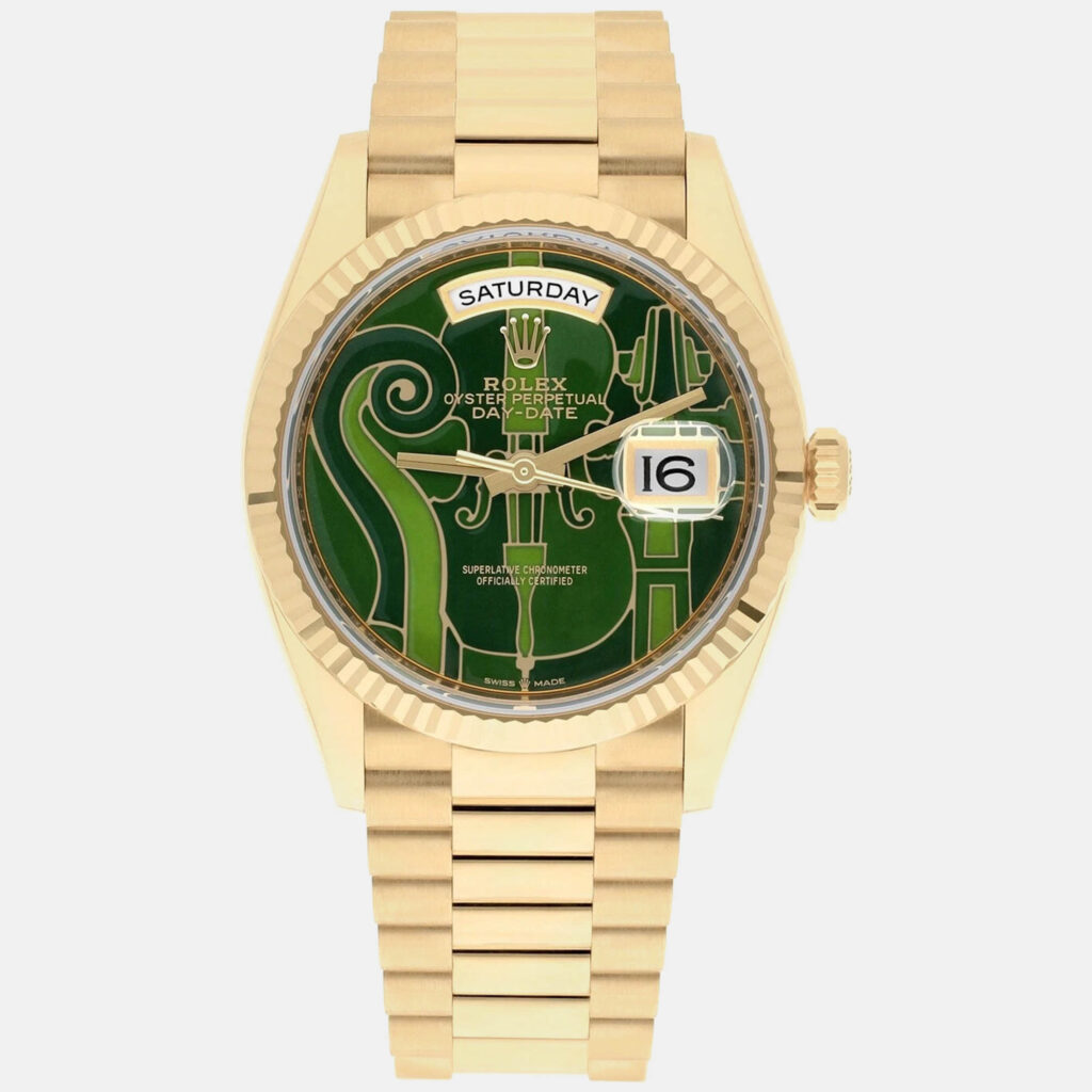 Rolex Day-Date 128238 Automatic Green 18k Yellow Gold Men's Wristwatch 36 mm Rolex Day-Date 128238 Automatic Green 18k Yellow Gold Men's Wristwatch 36 mm
